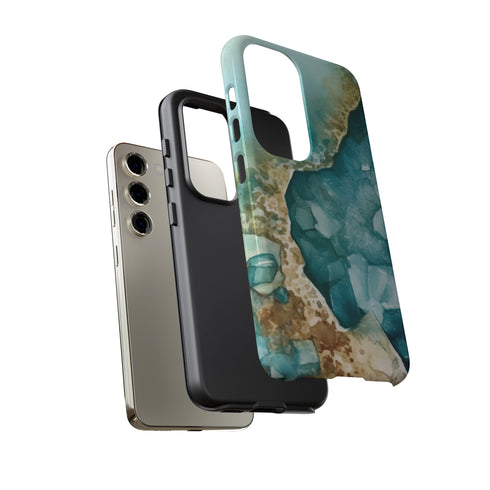 Aquamarine inspired Geode in Watercolor - Impact Resistant Phone Case